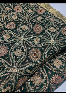Stunning Emerald Green Embroidered Saree