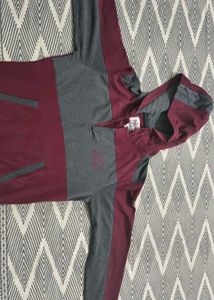 Men's Maroon &amp; Grey Colorblock Jacket
