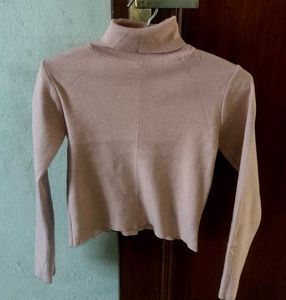 Ribbed Turtleneck Long Sleeve Top