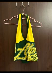 green and yellow halter neck top
