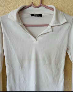 White Long Sleeve Polo Shirt