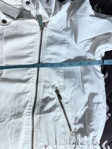ZARA White Hooded Zip-Up Jacket