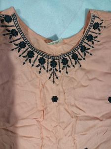 Peach Embroidered Kurti