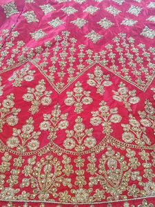 Red &amp; Gold Embroidered Lehenga and dupatta