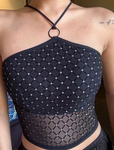 Sparkly Halter Neck Crop Top