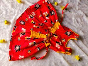 Red Printed Kids Fancy Dress / Frock – 2-3 yrs