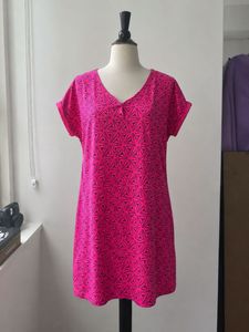 Vibrant Pink Geometric Print Dress