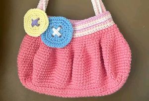 Handmade Crochet Pink Handbag