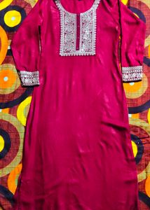 Libas women maroon straight kurti 🌻
