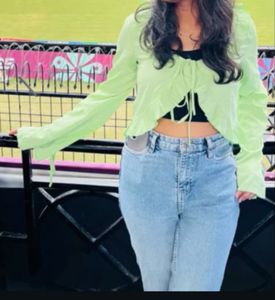 Stylish Light Green Bell Sleeve Top