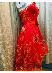 Stunning Red Embellished One-Shoulder Dress