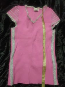 Pink Glitter Trim Top - Size Small