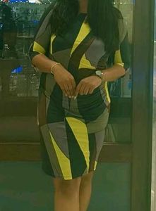 Abstract Print Bodycon Dress