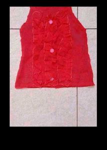Vibrant Red Ruffled Blouse