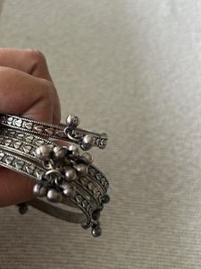 Oxidized Silver Jingle Bell Bangles