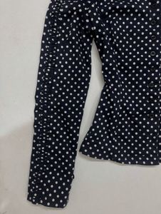 Vintage Navy Blue Polka Dot Peplum Top