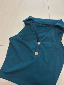 Cute Teal Button-Down Top