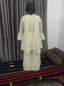 Partywear Sharara Suit Three Piece.