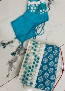 Stunning Teal saare with blouse