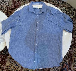 celio Men's Blue Linen Shirt