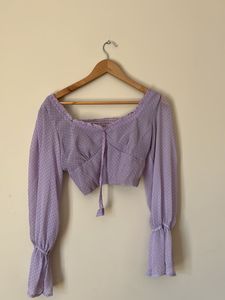 Lilac Polka Dot Crop Top
