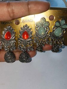 Oxidized Jhumka Earrings Set combo