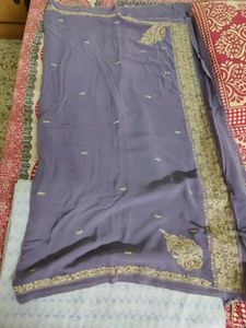 Beautifully Embroidered Saree with blouse piece