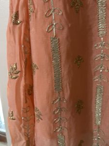 Peach Embroidered Sleeveless Kurta