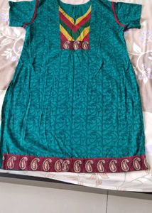 Teal Paisley Print Kurta - Free Delivery