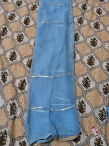 Blue Embroidered Kurta bottom work Set