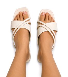 Stylish Cream Criss-Cross Strap Sandals