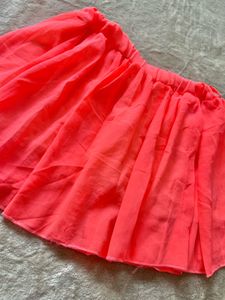 Neon Orange Flared Skirt