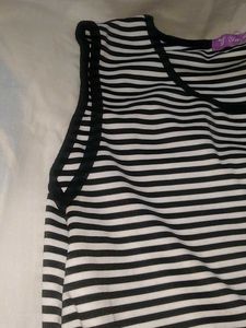 Striped Top &amp; Black Maxi Dress Combo