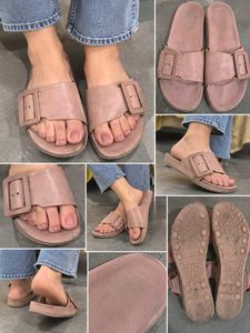 Stylish Pink Buckle Slide Sandals