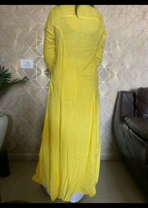 Cotton Yellow KURTA with White Plazo