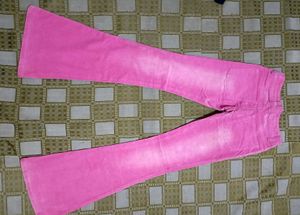 Vibrant Pink Flare Corduroy Pants