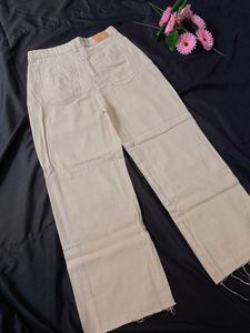 Light Beige Wide Leg Jeans