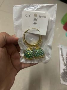 🆕 Green Jhumka Earrings