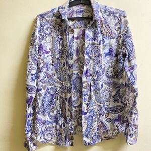 Paisley Print Button-Up Blouse
