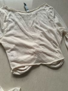 Ruched Cream Long Sleeve Top