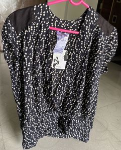 New Remanika Black Printed Lenzing Modal Top–XS