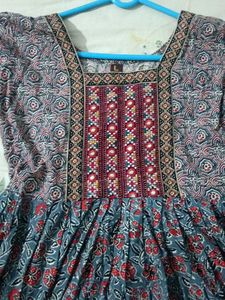beautiful jaipuri print cotton short anarkali kurt