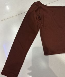 Brown One Shoulder Top