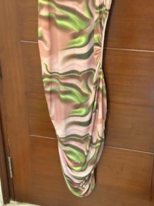 Stylish Marble Print Ruched Midi Dress