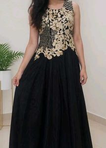 Elegant Black Embroidered Gown