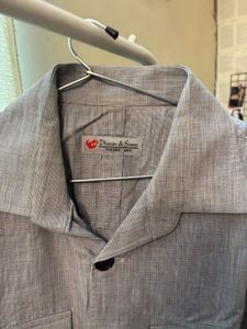 Men's Grey Striped Button-Up Shirt