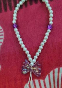 Pearl and purple crystal beaded phone charm