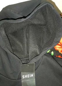 Shein Black Hoodie Angel Graphic