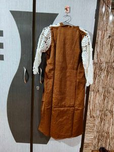 Elegant Brown Kurta with Crochet