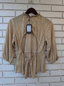 Shimmer New back open party top